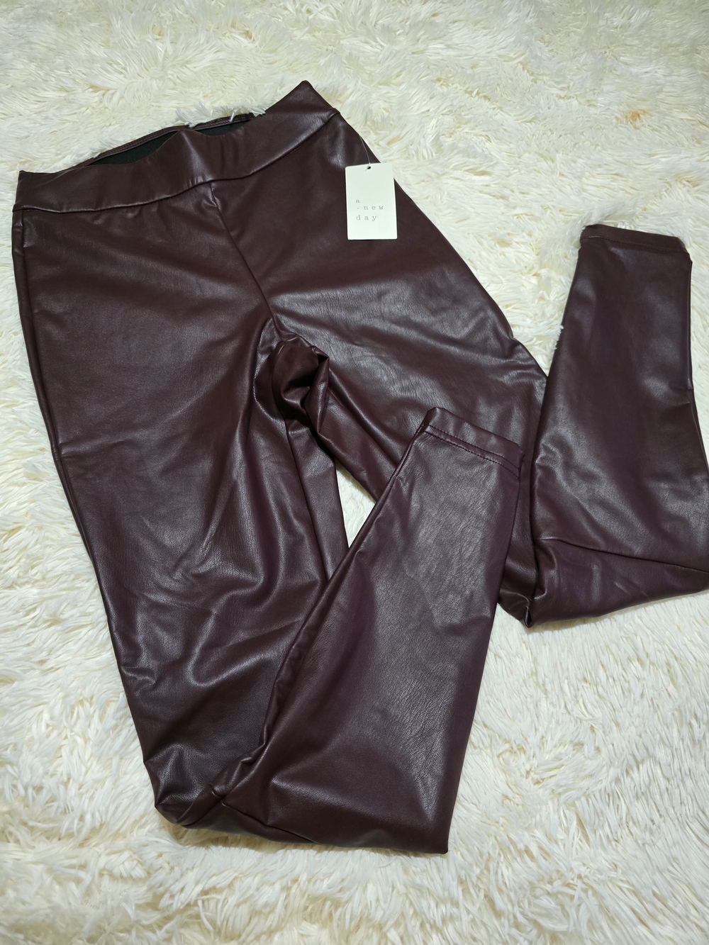 a new day Faux Leather Leggings - Wine
